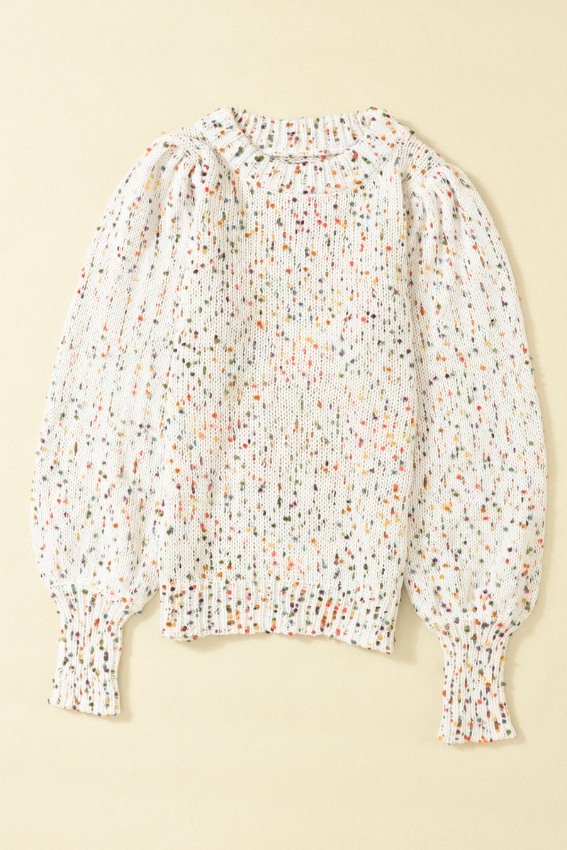 Hazel Blues® |  Confetti Round Neck Long Sleeve Sweater