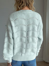 Hazel Blues® |  Openwork Round Neck Dropped Shoulder Sweater