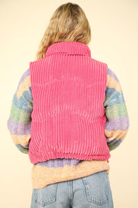 Hazel Blues® |  VERY J Zip Up Padded Corduroy Puffer Vest