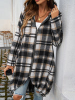 Hazel Blues® |  Plaid Zip Up Hooded Coat