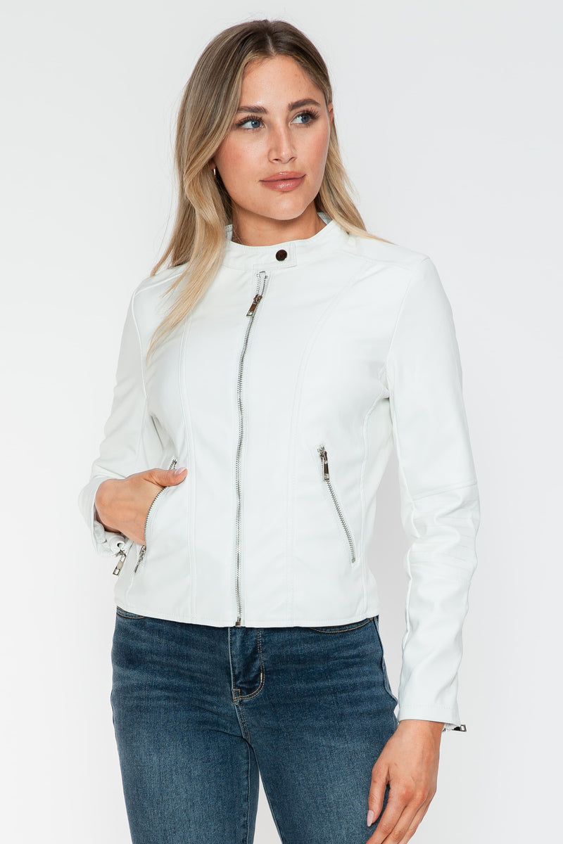 Hazel Blues® |  Snobbish PU Leather Zip Up Jacket with Pockets