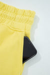 Hazel Blues® |  Yellow Cream Drop Shoulder Puff Sleeve Crop Pullover Drawstring Wide Leg Pants Set