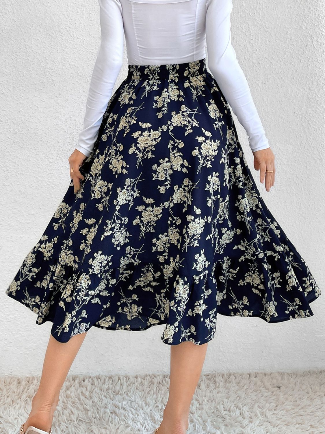 Hazel Blues® |  Printed Elastic Waist Midi Skirt