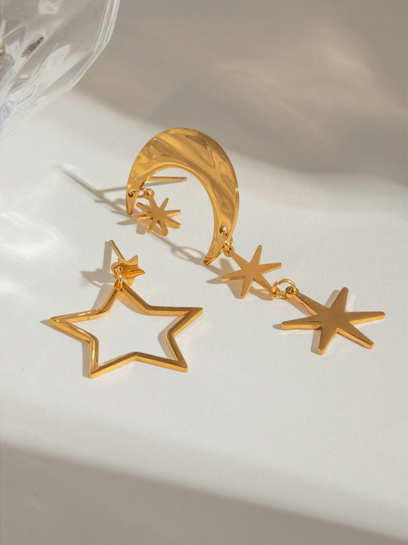 Hazel Blues® |  18K Gold-Plated Moon & Star Dangle Earrings