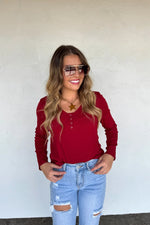 Hazel Blues® |  Fall Brooklyn Snap Henley Top