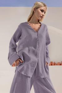 Hazel Blues® |  Basic Bae Buttery-Soft V-Neck Long Sleeve Top and Pants Set