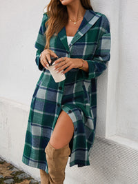 Hazel Blues® |  Plaid Long Sleeve Hooded Coat