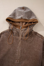 Hazel Blues® |  Drawstring Half Zip Long Sleeve Hoodie
