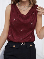Hazel Blues® |  Sequin Cowl Neck Tank