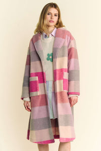 Hazel Blues® |  Davi & Dani Tied Color Block Collared Neck Coat