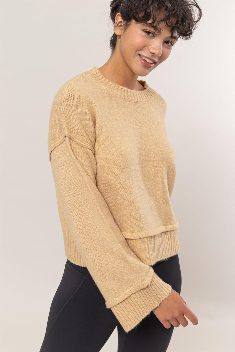 Hazel Blues® |  HYFVE Round Neck Dropped Shoulder Ribbed Sweater