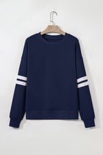 Hazel Blues® |  Evergreen Varsity Striped Detail Drop Shoulder Oversized Sweatshirt