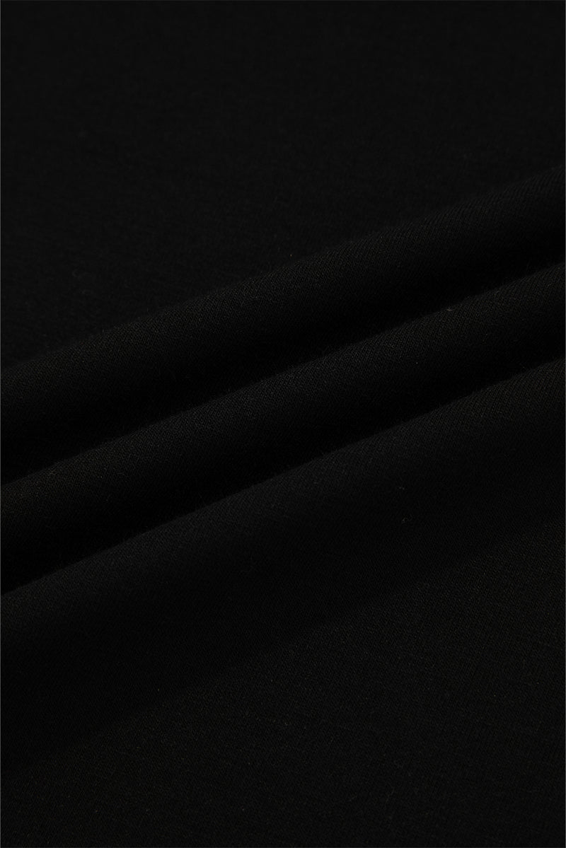 Hazel Blues® |  Black Contrast Print Striped Raglan Long Sleeve Loose Top