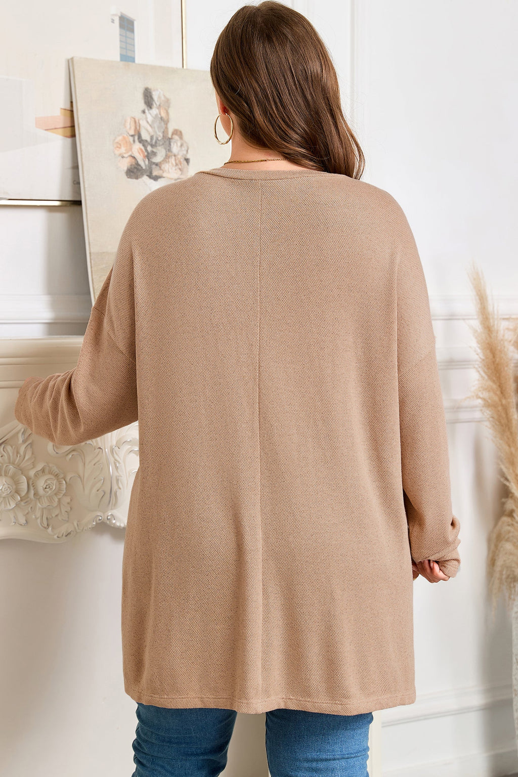 Parchment Drop-Shoulder Knit Tunic Top