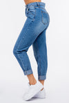 Hazel Blues® |  American Bazi High Waist Pleated Waist Mom Jeans