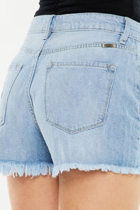 Hazel Blues® |  Kancan Raw Hem Distressed High Waist Denim Shorts