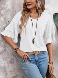 Hazel Blues® |  V-Neck Half Sleeve Blouse