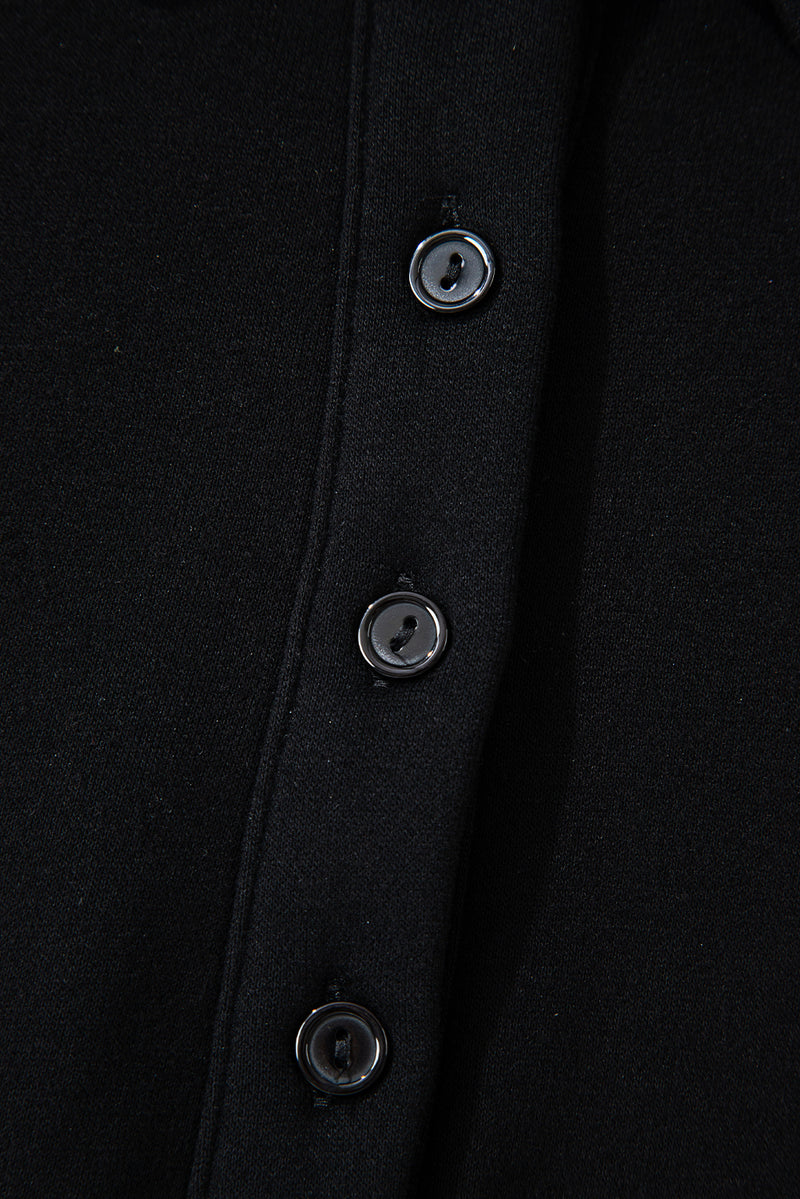 Hazel Blues® |  Black Solid Collared Sweatshirt and High Waist Pants Active Set