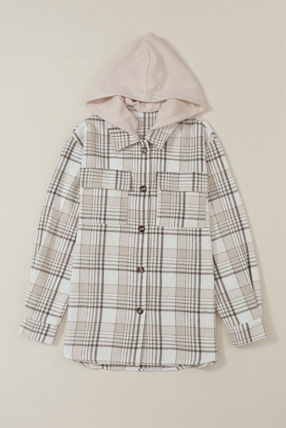 Hazel Blues® |  Plaid Removable Hood Button Up Shacket