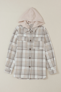 Hazel Blues® |  Plaid Removable Hood Button Up Shacket