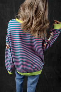 Hazel Blues® |  Striped Football Long Sleeve Sweatshirt