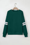 Hazel Blues® |  Evergreen Varsity Striped Detail Drop Shoulder Oversized Sweatshirt