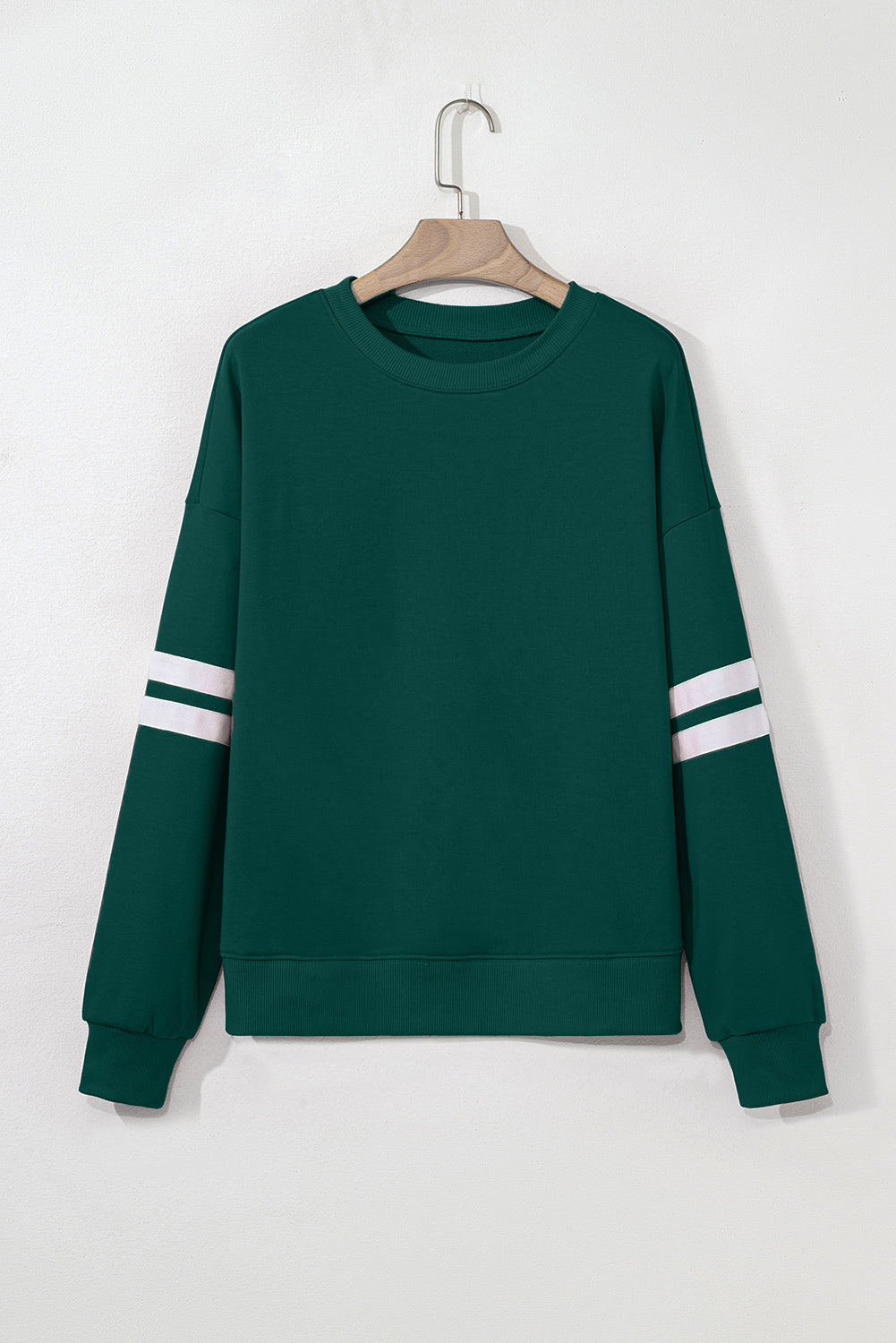 Hazel Blues® |  Evergreen Varsity Striped Detail Drop Shoulder Oversized Sweatshirt