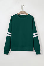 Hazel Blues® |  Evergreen Varsity Striped Detail Drop Shoulder Oversized Sweatshirt