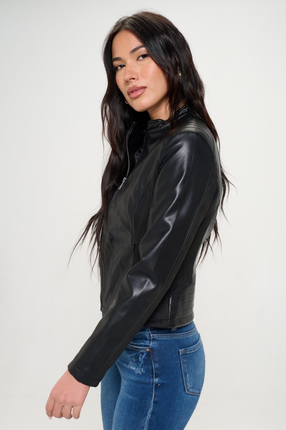 Hazel Blues® |  Coalition LA Zip Up Vegan Moto Jacket