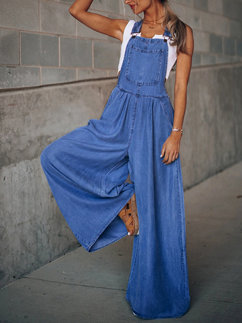 Hazel Blues® |  Wide Leg Denim Overalls