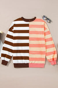 Hazel Blues® |  Striped Round Neck Long Sleeve Sweatshirt