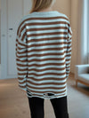 Hazel Blues® |  Distressed Striped Round Neck Long Sleeve Sweater