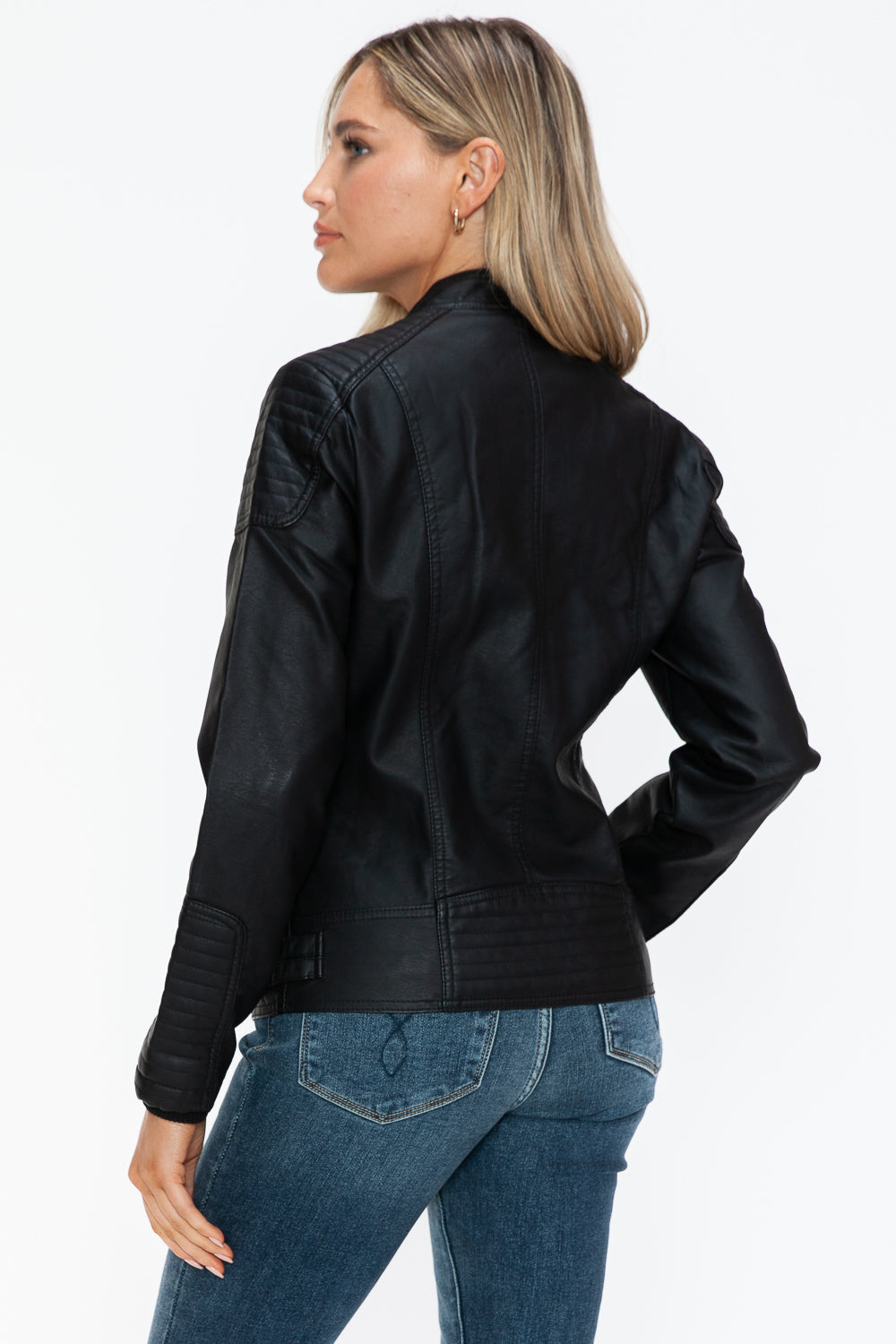 Hazel Blues® |  Snobbish Faux Leather Biker Jacket with Side Zip Pockets