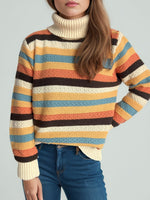 Hazel Blues® |  Contrast Stripes Turtleneck Long Sleeve Sweater