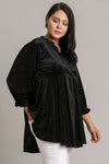 Hazel Blues® |  Umgee Beaded Frill Flounce Sleeve Velvet Babydoll Blouse