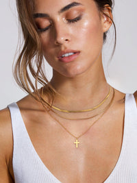 Hazel Blues® |  18K Gold-Plated Three-Layered Cross Necklace