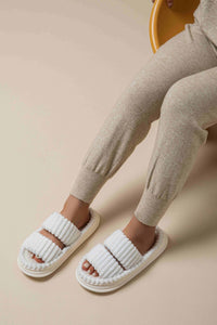 Hazel Blues® |  Open Toe Fluff Platform Slippers