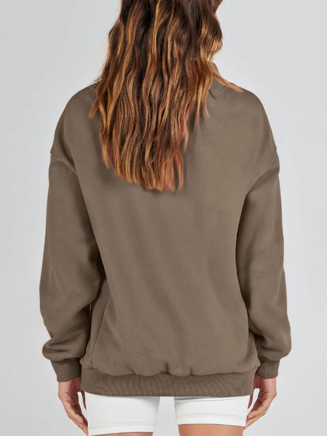 Hazel Blues® |  Mock Neck Drop Shoulder Long Sleeve Sweatshirt