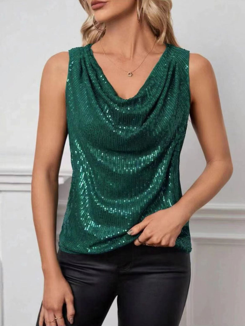 Hazel Blues® |  Sequin Cowl Neck Tank