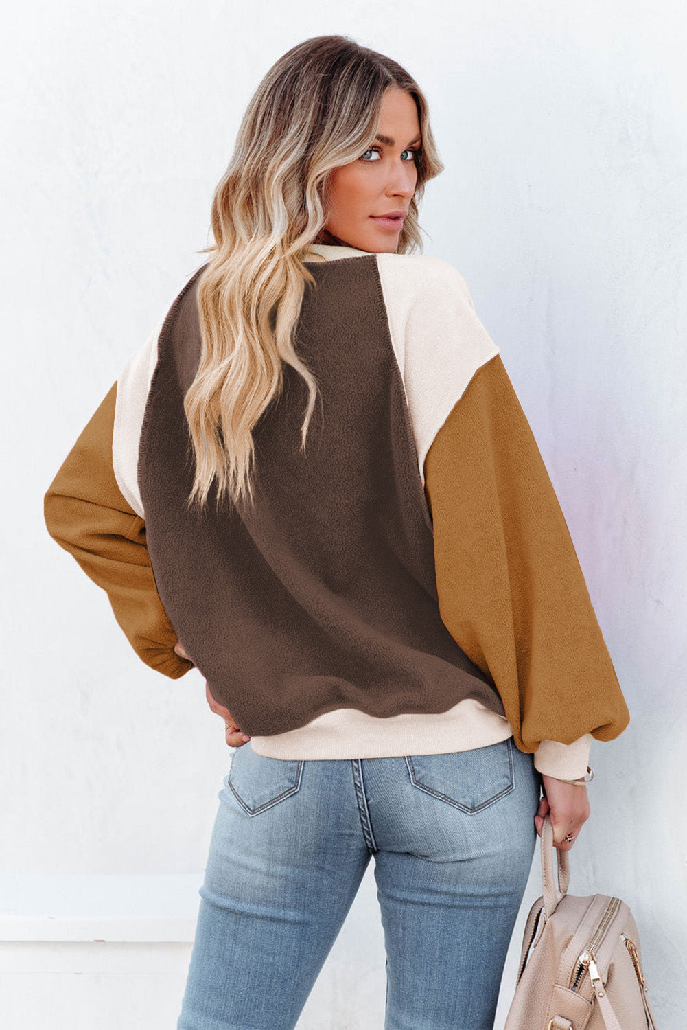 Hazel Blues® |  Color Block Round Neck Long Sleeve Sweatshirt