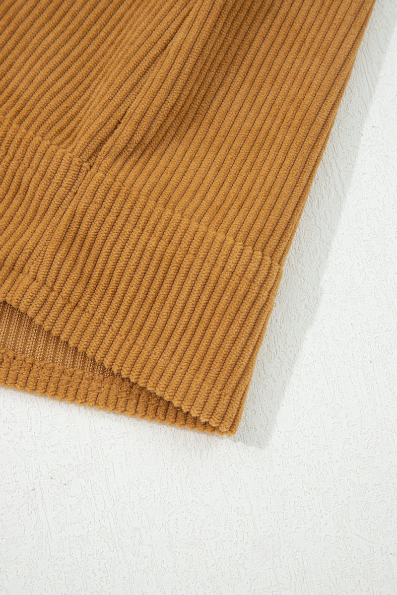 Hazel Blues® |  Beige Corduroy Sleeveless Mini Dress With Patched Pockets