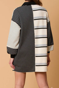 Hazel Blues® |  Striped Patchwork Long Sleeve Mini Dress