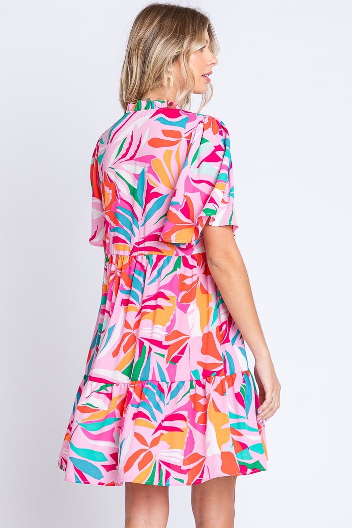 Hazel Blues® |  GeeGee Printed Short Sleeve Ruffle Hem Dress