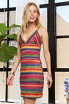 Hazel Blues® |  ADORA Contrast Striped V-Neck Mini Dress