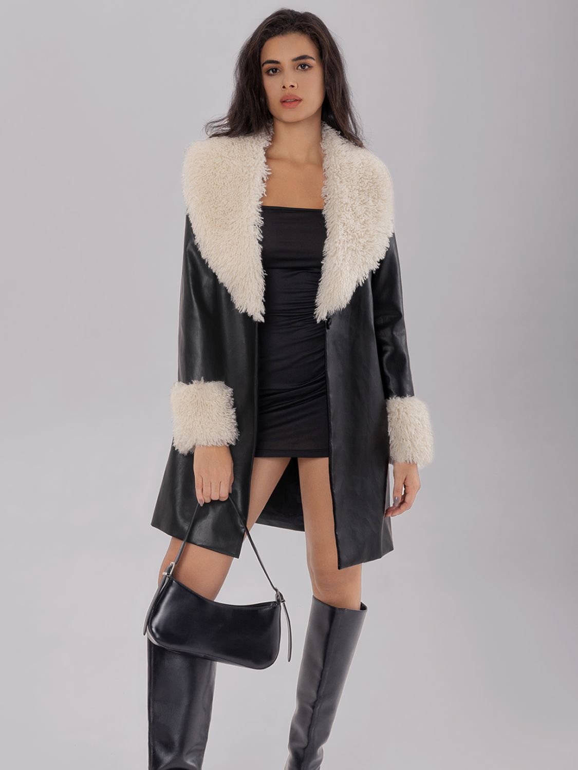 Hazel Blues® |  Fuzzy Long Sleeve Longline Coat