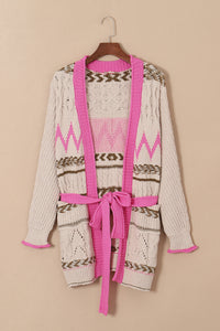 Hazel Blues® |  Contrast Tied Open Front Cardigan