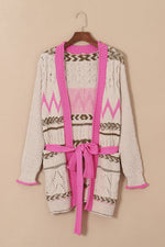Hazel Blues® |  Contrast Tied Open Front Cardigan