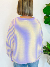 Hazel Blues® |  Striped Round Neck Long Sleeve Sweatshirt