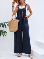Hazel Blues® |  Square Neck Wide Strap Overalls