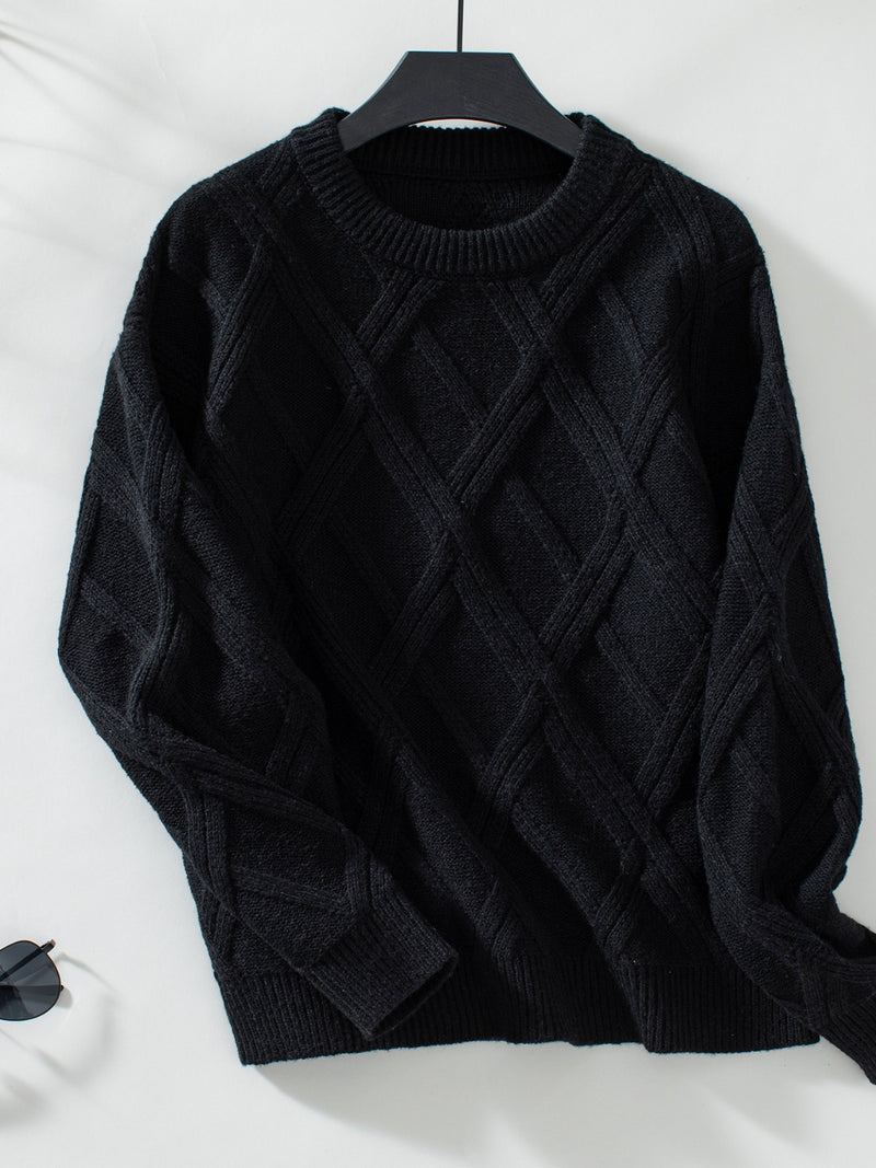 Hazel Blues® |  Geometric Round Neck Long Sleeve Sweater